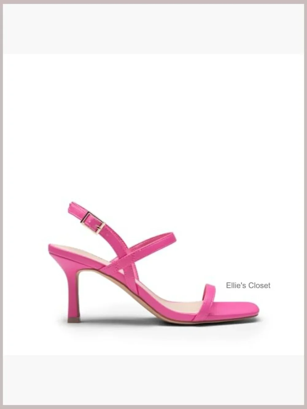 Slingback Heeled Sandals with Square Open Toe and Ankle Strap
